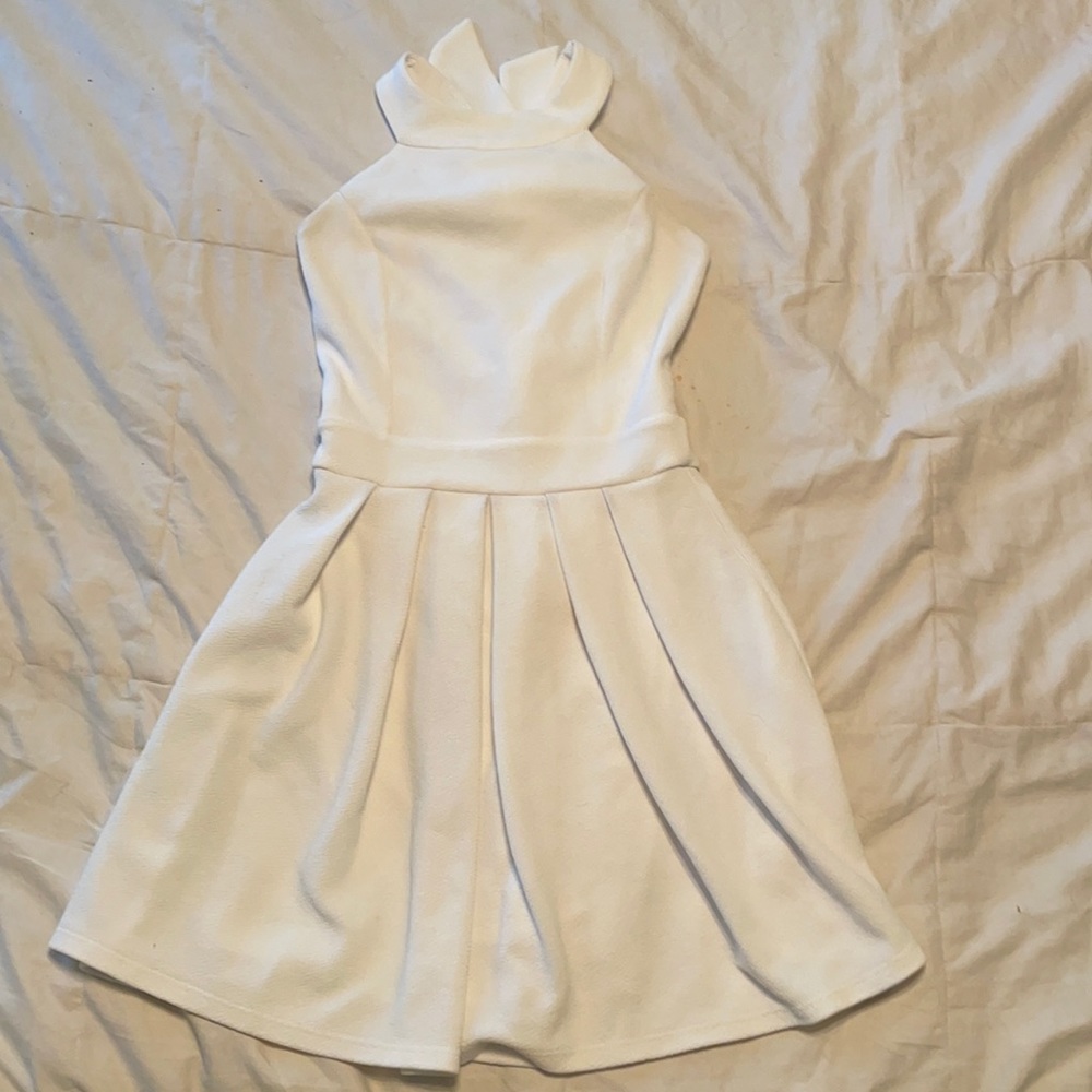 Dress with high neck and bow detail